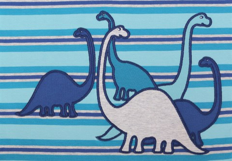 Enfant Terrible Dinozor Desenli Cizgili Uzun Kollu Mavi Lacivert Cocuk T Shirt